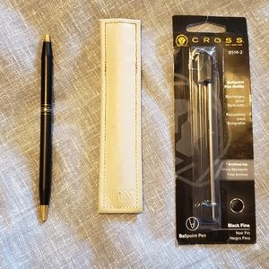 Vintage Cross pen, black with gold leaf with original soft sleeve case